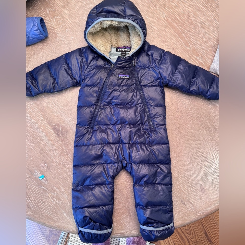 Patagonia Infant Hi Loft down Blue Snowsuit